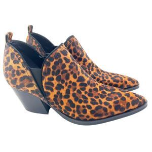 New Marc Fisher LTD Women US 7.5 Leopard Calf Hair Booties  Animal Print Shoe